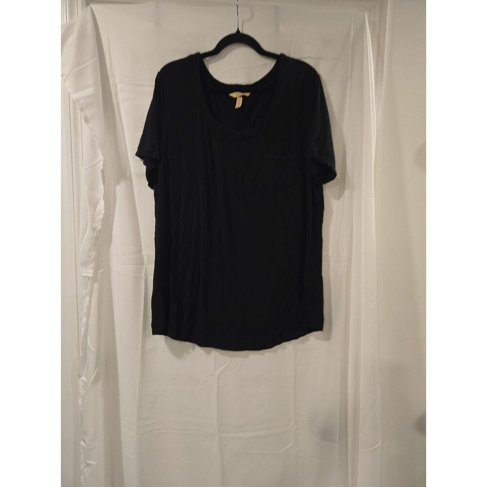 Soma Black Rayon Spandex Blend Scoop Neck Pocket Tee - XL